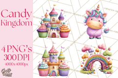 Candy Kingdom Clipart, Candy Castle PNG, Sweet Fantasy Product Image 1