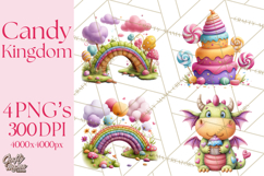 Candy Kingdom Clipart, Candy Castle PNG, Sweet Fantasy Product Image 1