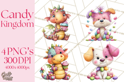 Candy Kingdom Clipart, Candy Castle PNG, Sweet Fantasy Product Image 1