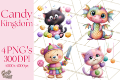 Candy Kingdom Clipart, Candy Castle PNG, Sweet Fantasy Product Image 1