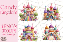 Candy Kingdom Clipart, Candy Castle PNG, Sweet Fantasy Product Image 1