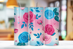 seamless candy rose tumbler, pop floral tumbler wrap, pink blue rose design, watercolor candy tumbler wrap, 20oz skinny tumbler wrap, tapered seamless tumbler design, straight tumbler wrap png, pop rose watercolor design, seamless floral tumbler wrap, can