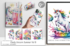 Digital Paper Candy Unicorn Summer Product Image 1