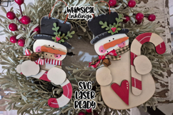 Candy Cane Snowmen Ornaments Laser SVG Product Image 1