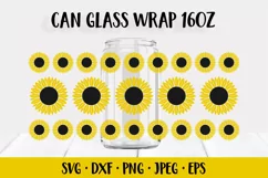Sunflower beer can glass wrap SVG. Floral glass can Product Image 3