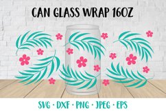 Tropical leaves beer can glass wrap template SVG Product Image 1