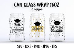Graduation can glass wrap SVG. Funny graduate glass can Product Image 1