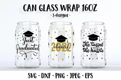 Graduation can glass wrap SVG. Funny graduate glass can Product Image 1