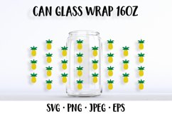Pineapple beer can glass wrap template SVG. Summer glass can Product Image 1