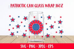 Patriotic Sunflower can glass wrap SVG 4th of July glass can Product Image 1