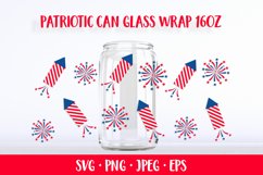 Patriotic fireworks can glass wrap SVG 4th of July glass can Product Image 1