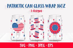 American Patriotic can glass wrap SVG. 4th of July glass can Product Image 1