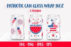 USA Patriotic can glass wrap SVG. 4th of July glass can Product Image 1