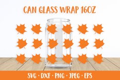 Maple Leaves Can Glass Wrap SVG. Autumn Glass Can Product Image 1