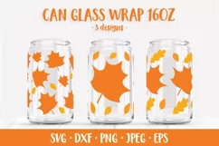 Maple Leaves Can Glass Wrap SVG. Autumn Glass Can 3 Designs Product Image 2