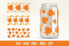 Maple Leaves Can Glass Wrap SVG. Autumn Glass Can 3 Designs Product Image 1