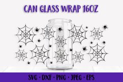 Halloween Can Glass Wrap SVG. Spider Web Glass Can Product Image 1