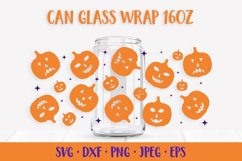 Halloween Can Glass Wrap SVG. Pumpkin Jack-o-Lantern Glass Product Image 1