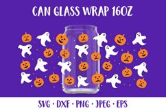 Halloween Can Glass Wrap SVG. Pumpkins and Ghosts Glass Can Product Image 1