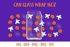 Pumpkins and Ghosts Can Glass Wrap SVG. Halloween Glass Can Product Image 1