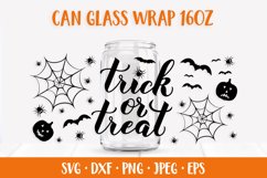 Halloween Can Glass Wrap SVG. Trick or Treat Glass Can Product Image 1