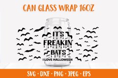 It’s Freakin Bats I Love Halloween Glass Can Wrap SVG Product Image 1