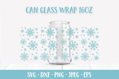 Winter Snowflakes Can Glass Wrap. Snow Beer Glass Can SVG Product Image 1