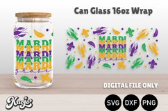 Mardi Gras Fat Tuesday Party Can Glass 16oz Wrap SVG Product Image 1