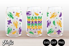 Mardi Gras Fat Tuesday Party Can Glass 16oz Wrap SVG Product Image 2