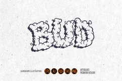 Cannabis bud lettering word monochrome with smoke effect Product Image 1