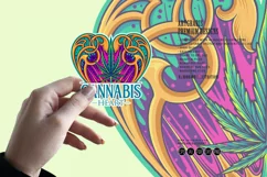 Cannabis sativa leaf in art nouveau heart shaped frame Product Image 1