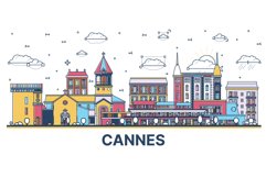 Outline Cannes France City Skyline. Product Image 1