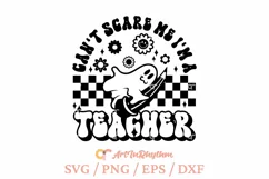 Can't scare me I'm a teacher, Retro Halloween ghost svg Product Image 1