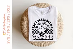 Can't scare me I'm a teacher, Retro Halloween ghost svg Product Image 3