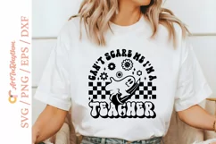 Can't scare me I'm a teacher, Retro Halloween ghost svg Product Image 4