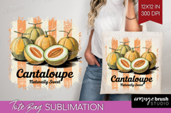 Cantaloupe Vintage Fruit Tote Bag Summer Tote Bag PNG Product Image 1