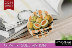 Cantaloupe Vintage Fruit Keychain PNG Summer Keychain Product Image 1