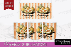 Cantaloupe Vintage Fruit Mug Wrap Summer Mug PNG Sublimation Product Image 1