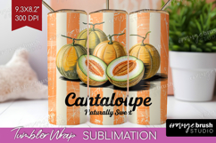 Cantaloupe Vintage Fruit Tumbler Wrap Summer Tumbler PNG Product Image 1