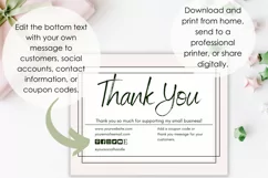 Pink and black small business thank you card template editable in Canva.