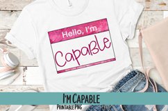 Hello, I'm Capable Name Tag Sublimation PNG Product Image 1