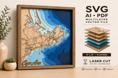 Cape Ann 3D Wooden Map Laser Cut Files Product Image 1