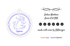 Capricorn Necklace Laser Cut SVG Product Image 2