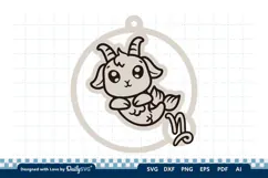 Cute Zodiac Keychain SVG | Capricorn Astrology Design Product Image 1