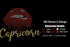 Capricorn Rhinestone and Vinyl SVG - Zodiac Sign Lips Product Image 2