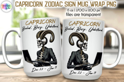 Snarky Skeleton Zodiac Sign Mug Wrap, Capricorn Zodiac Mug Product Image 1