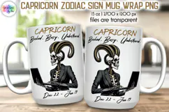 Snarky Skeleton Zodiac Sign Mug Wrap, Capricorn Zodiac Mug Product Image 1
