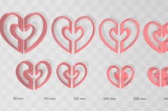 Half Heart 3 Clay Cutter - Cookie Cutter STL File Product Image 3