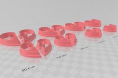 Half Heart 3 Clay Cutter - Cookie Cutter STL File Product Image 4