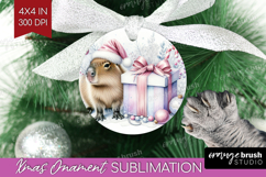 Capybara Pastel Christmas Ornament PNG Coquette Xmas PNG Product Image 1
